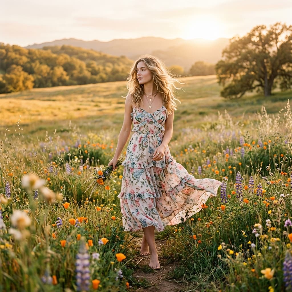 A soft, sunlit moment captured in a Thoda Soft dress